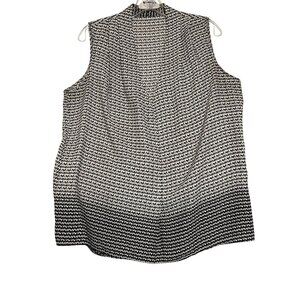 Women's Sleeveless Black & White Geometric Blouse Pullover Lightweight Comfortab